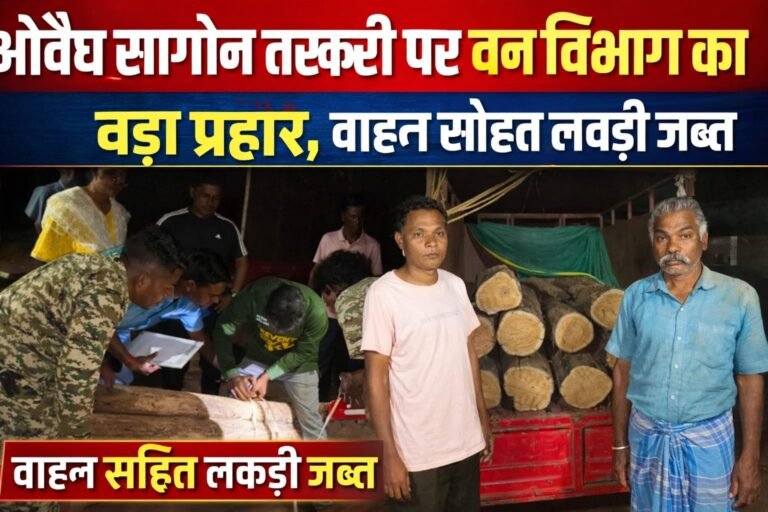 अवैध सागौन तस्करी पर वन विभाग का बड़ा प्रहार, वाहन सहित लकड़ी जब्त