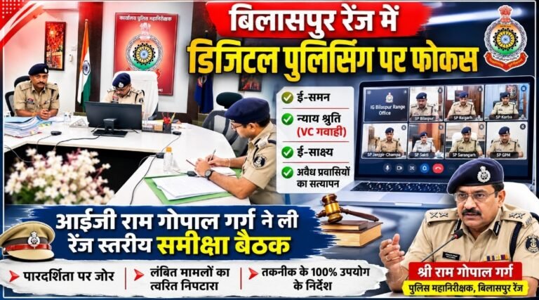 बिलासपुर रेंज में डिजिटल पुलिसिंग पर आईजी राम गोपाल गर्ग का फोकस, समीक्षा बैठक में दिए सख्त निर्देश