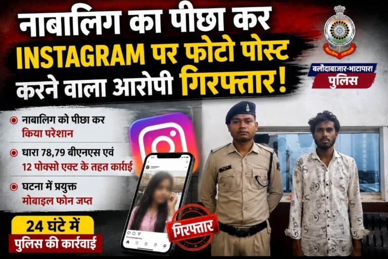नाबालिग का पीछा कर Instagram पर फोटो पोस्ट करने वाला आरोपी गिरफ्तार, 24 घंटे में पुलिस की कार्रवाई