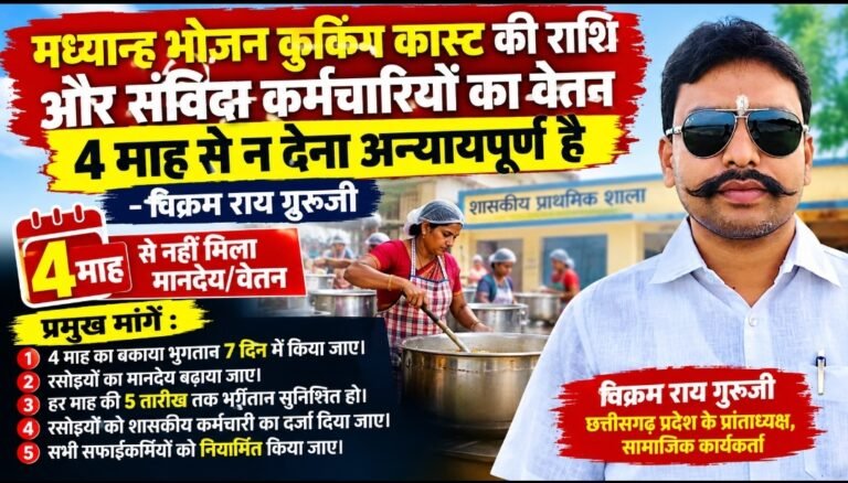 मध्यान्ह भोजन रसोइयों और संविदा कर्मचारियों को 4 माह से भुगतान नहीं, विक्रम राय गुरुजी ने जताई नाराजगी